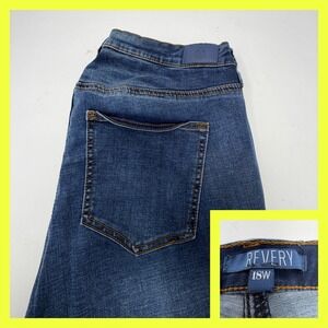 Revery 18W Flare Jeans Distressed‎ Mid Rise Stitch Fix Plus Size Denim Stretch